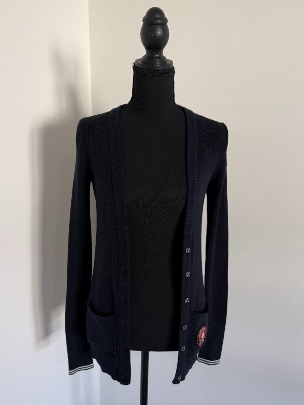 Abercrombie & Fitch Navyβ Crest Logo Button Cardigan Sweater S